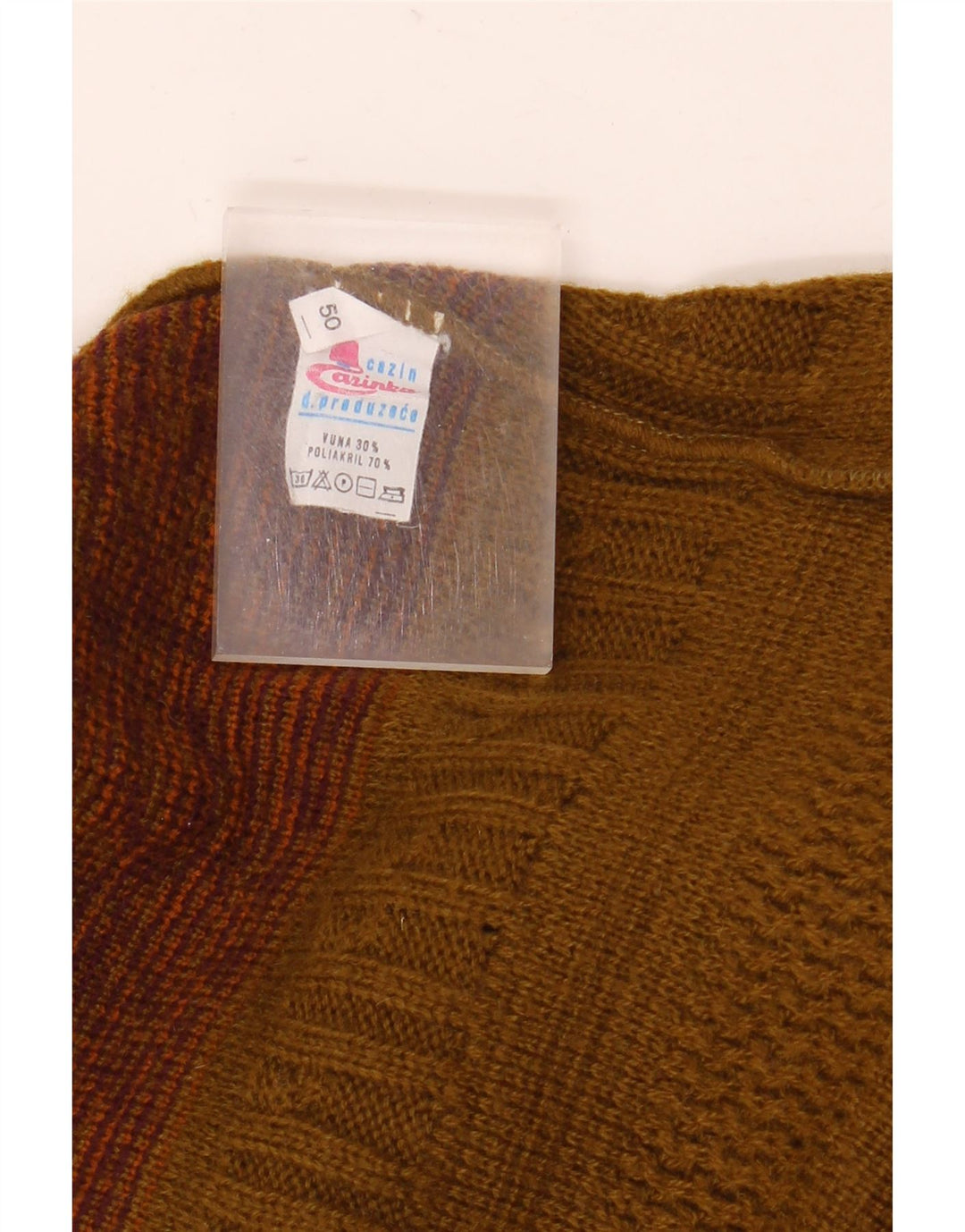 Pulover vintage pentru bărbați cu gât cu nasturi EU 50 Medium Kaki Fair Isle
