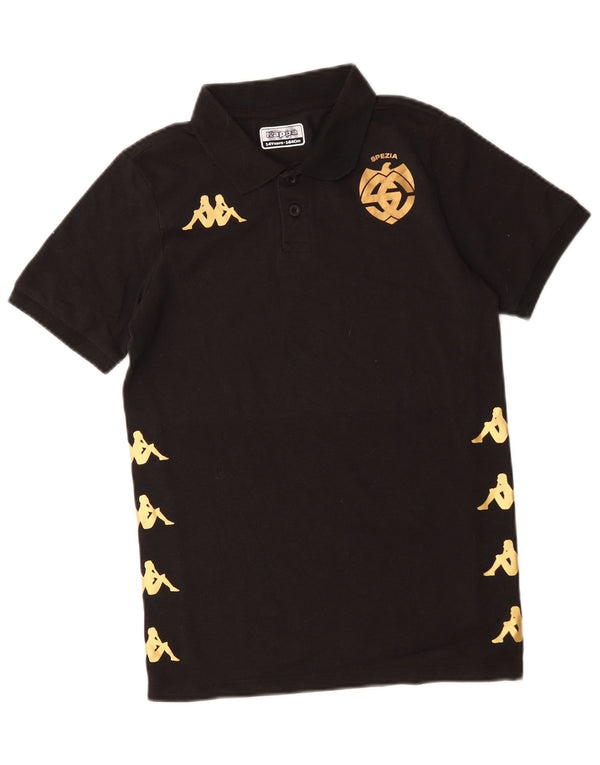 Tricou polo cu grafică Kappa pentru băieți 13-14 ani, bumbac negru