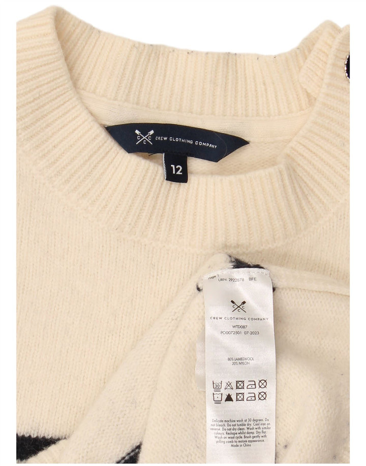 CREW CLOTHING Pulover pentru femei cu decolteu rotund UK 12 Medium Off White