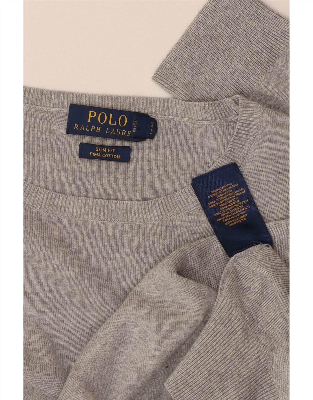 POLO RALPH LAUREN Pulover pentru bărbați, slim, cu gât de barcă, gri mediu