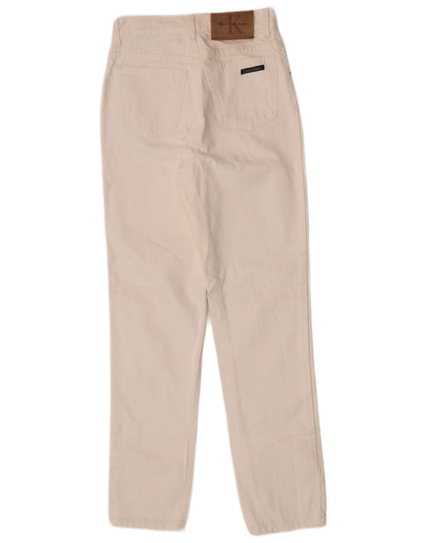 Calvin Klein Blugi conici cu talie înaltă pentru femei US 9 Medium W25 L29 Alb