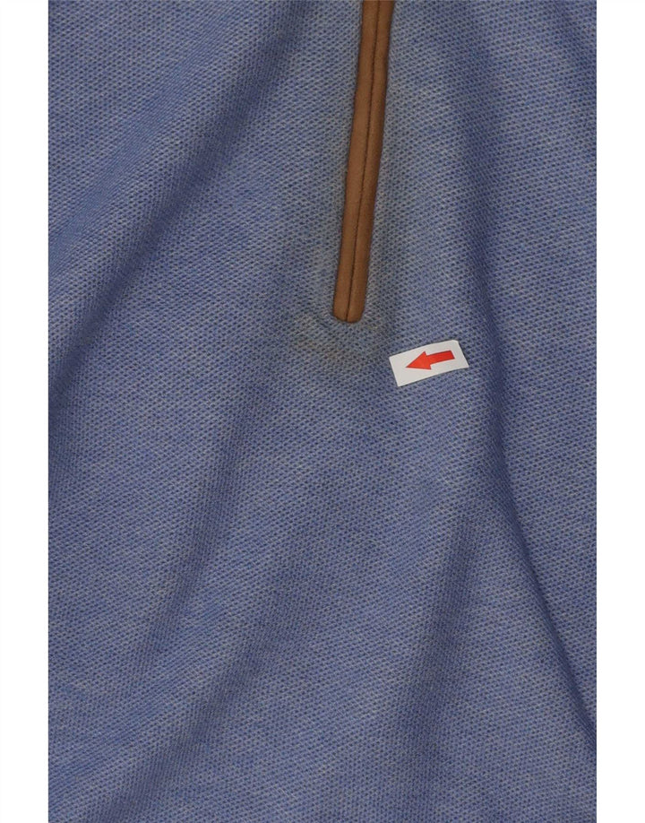 Pulover Massimo Dutti pentru bărbați, cu fermoar, cu gât, bumbac mare, albastru