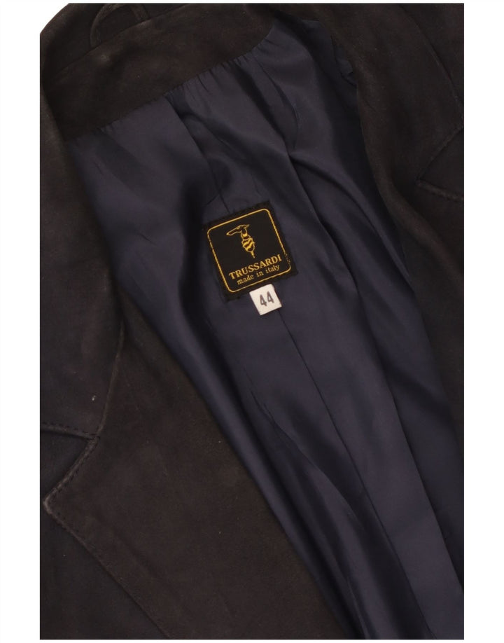 Jachetă pentru femei Trussardi din piele intoarsa cu 2 nasturi IT 44 Medium Bleumarin