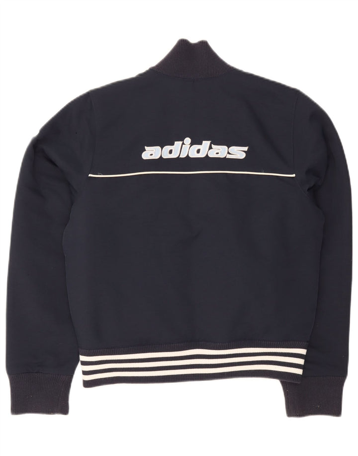 Jachetă Bomber cu grafică Adidas pentru femei UK 12 Medium Bleumarin Poliester
