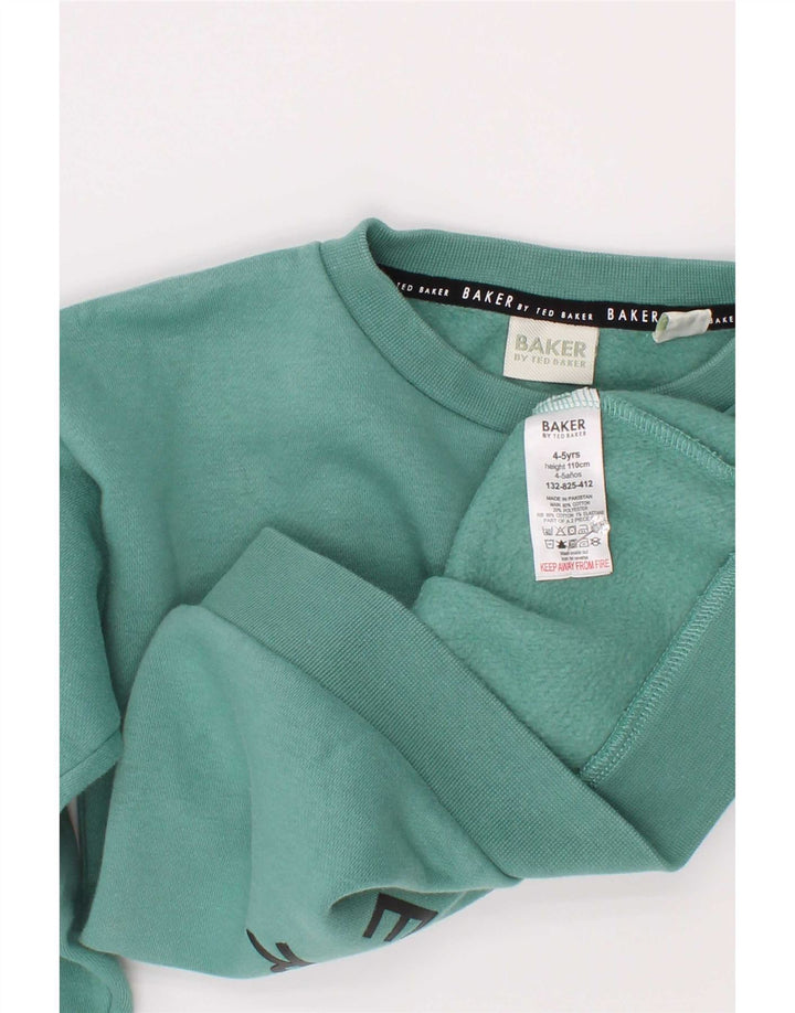 Hanorac cu grafic Ted Baker pentru băieți Pulover 4-5 ani bumbac verde