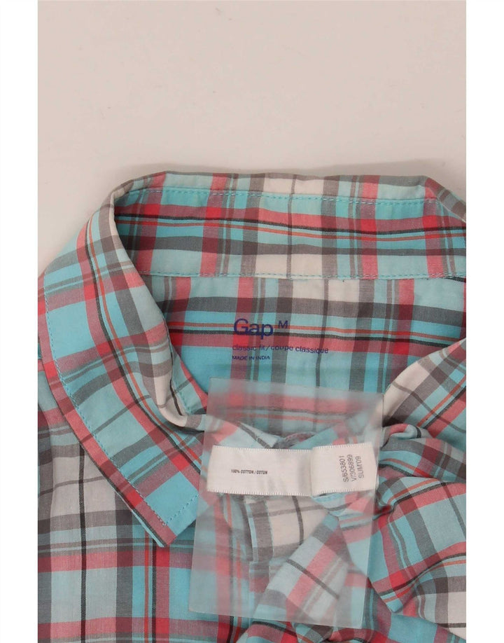 Cămașă pentru bărbați Gap Classic Fit, bumbac cu carouri albastru mediu