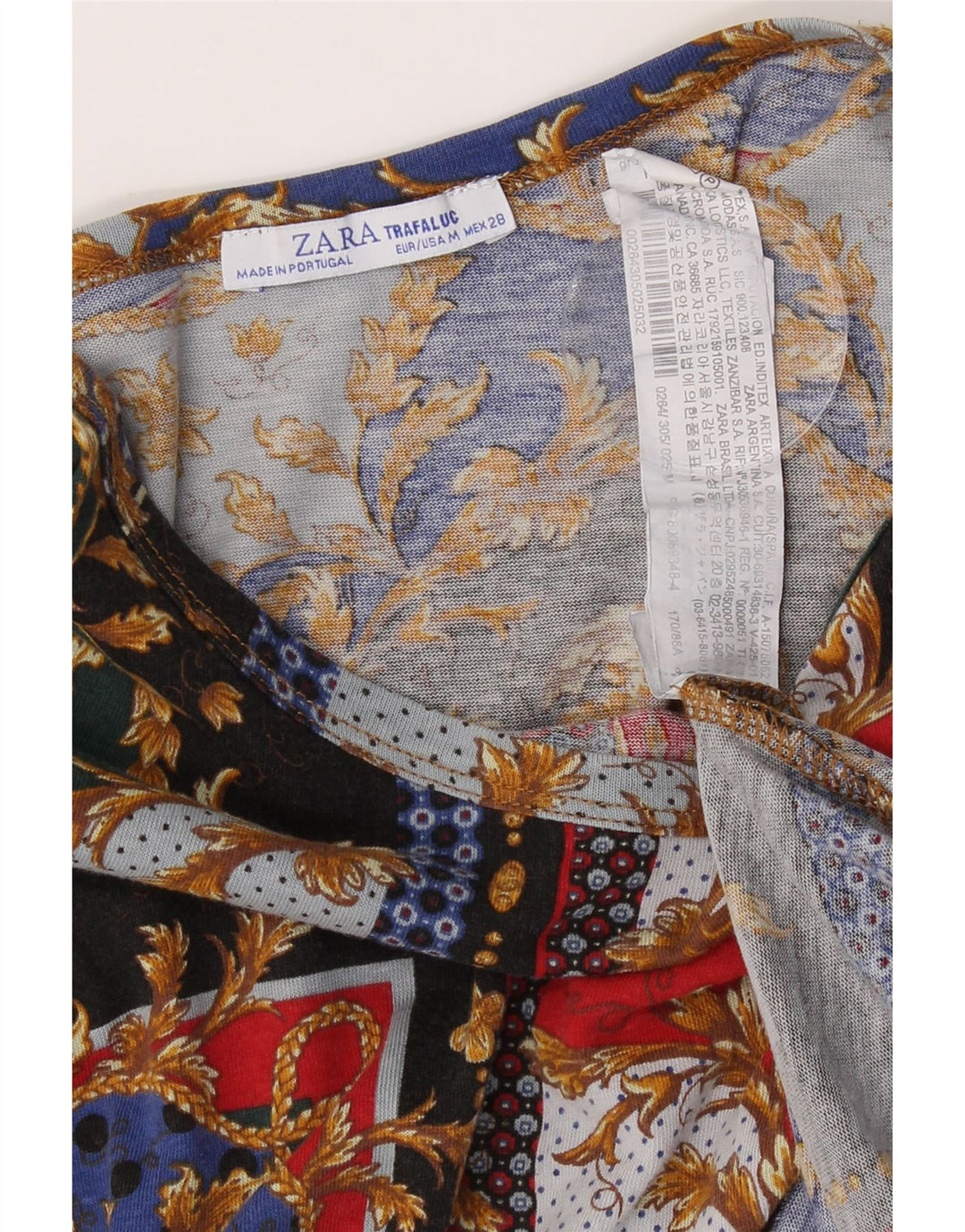 ZARA Womens Oversized T-Shirt Top UK 14 Medium Multicoloured Paisley Vintage Zara and Second-Hand Zara from Messina Hembry 
