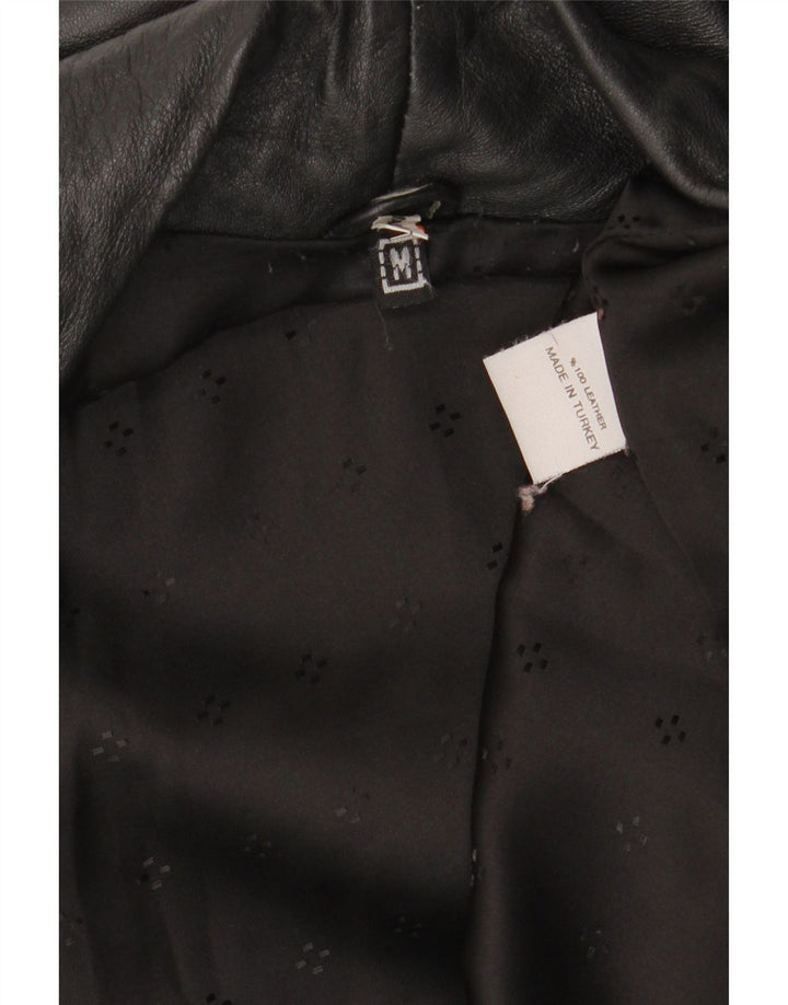 Palton de piele supradimensionat pentru femei VINTAGE UK 14 Piele neagră medie
