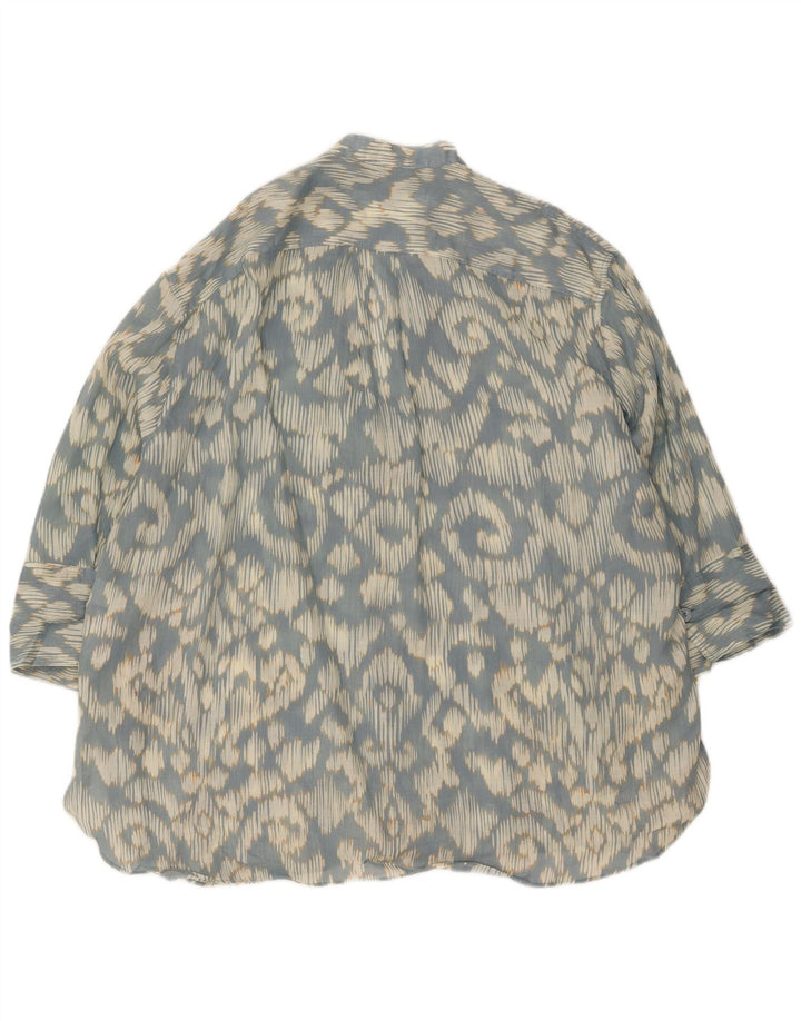 ZARA Womens Oversized Abstract Pattern Shirt Blouse UK 16 Large Blue