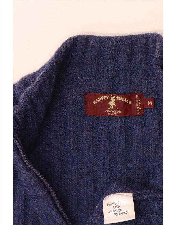 Pulover cardigan grafic pentru bărbați Harvey Miller, lână albastră medie