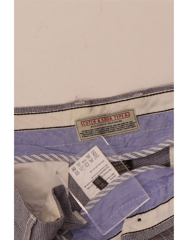 Scotch & Soda Pantaloni scurți chino pentru bărbați W30, bumbac cu picior de găină albastru mediu