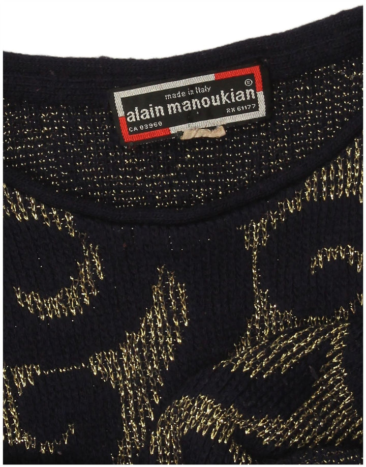 ALAIN MANOUKIAN Womens Crew Neck Jumper Sweater UK 14 Medium Navy Blue