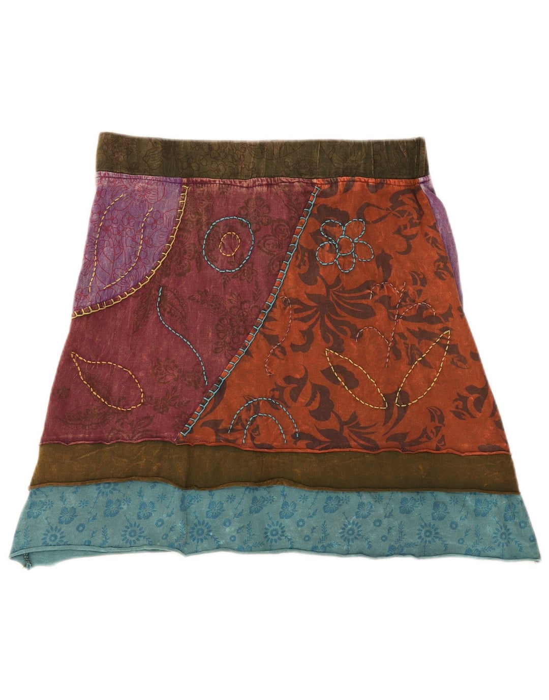 CONTRO CORRENTE Womens A-Line Skirt W32 Large Multicoloured Patchwork