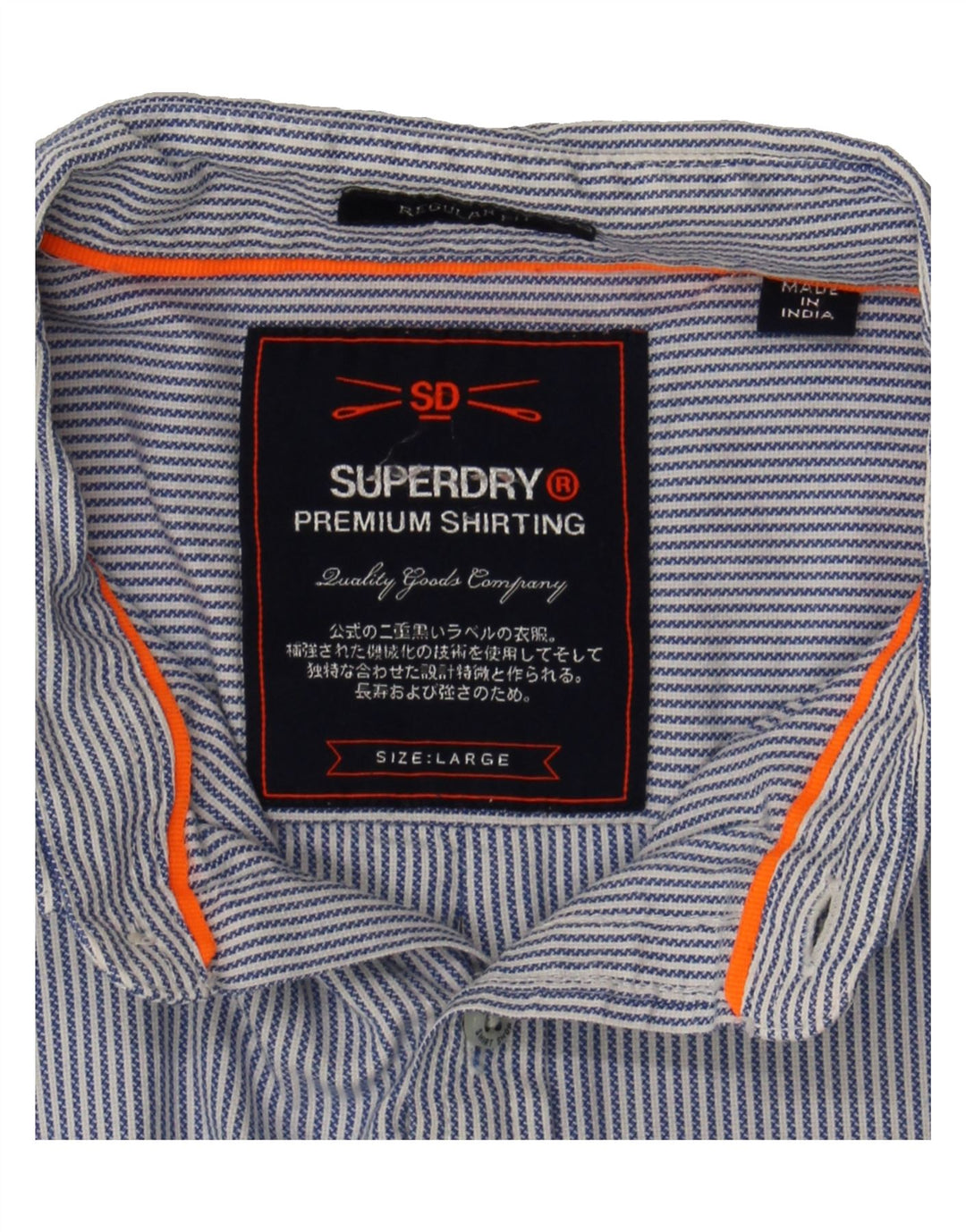 SUPERDRY Mens Regular Fit Shirt Large Blue Pinstripe Cotton Vintage Superdry and Second-Hand Superdry from Messina Hembry 