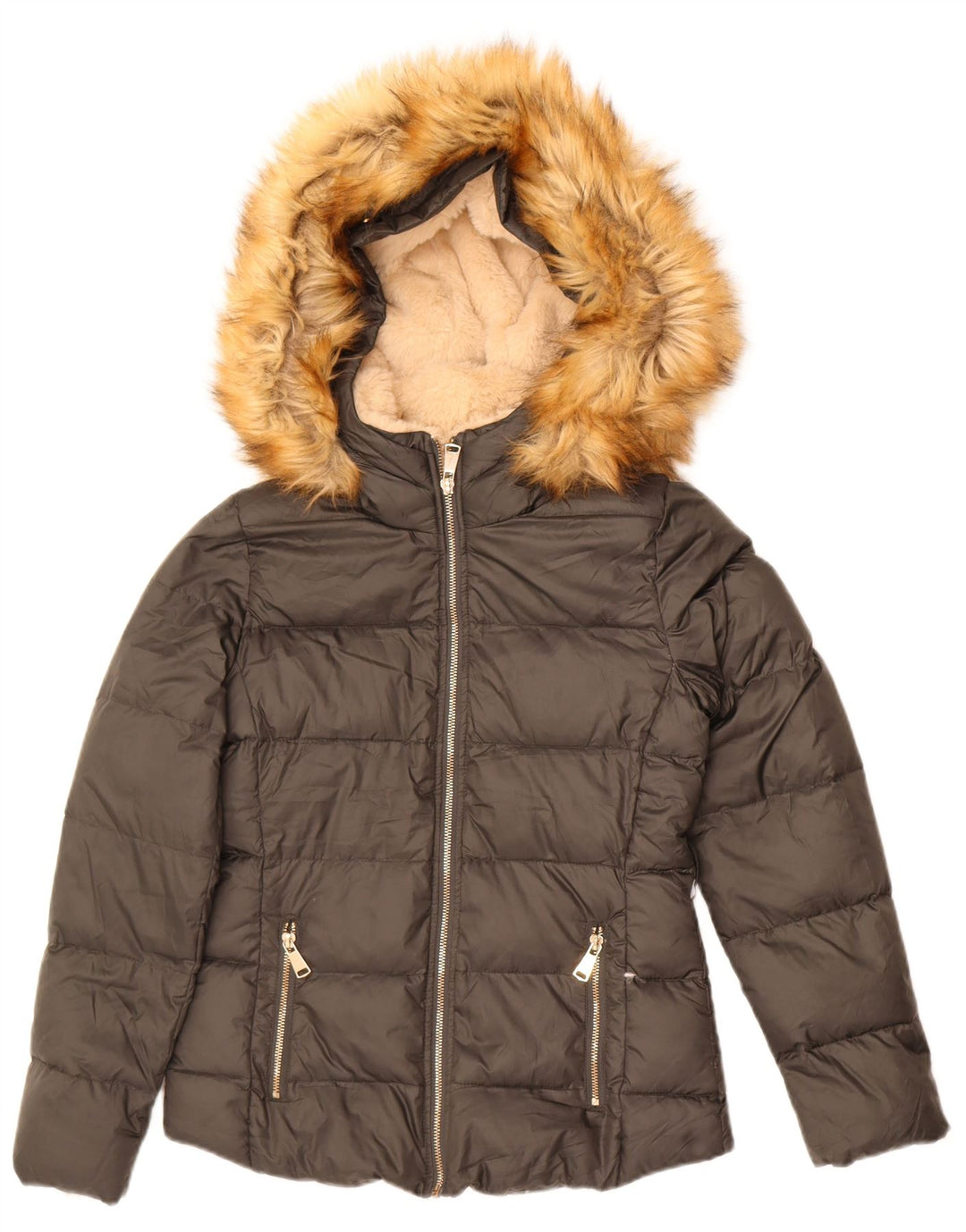 Jachetă căptușită cu glugă pentru femei Zara UK 6 XS poliester gri