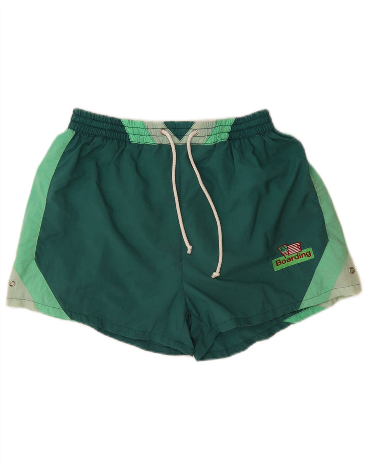 Pantaloni scurți de înot SWASH pentru băieți 11-12 ani, verde mediu, poliamidă color bloc