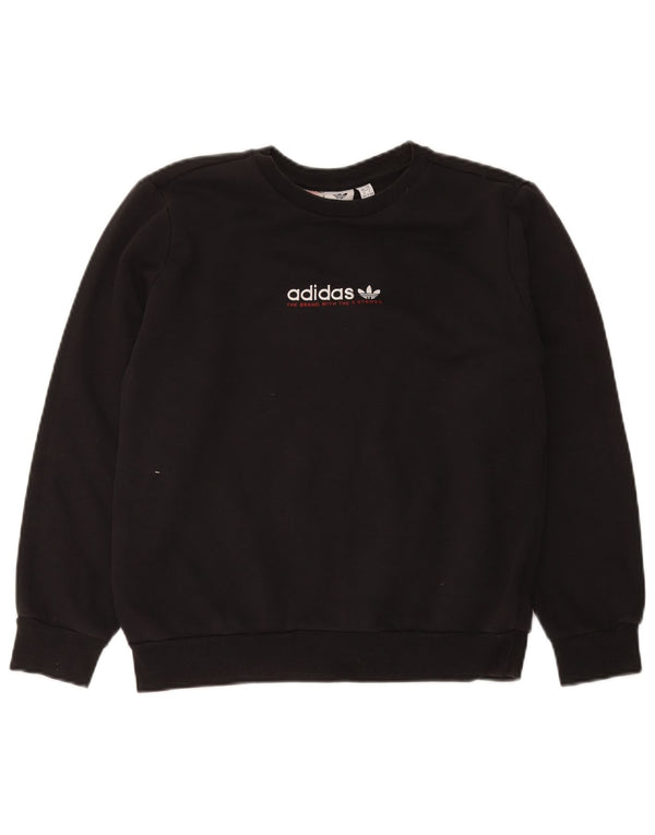 Adidas Băieți Pulover Grafic Pulover 13-14 Ani Bumbac Negru