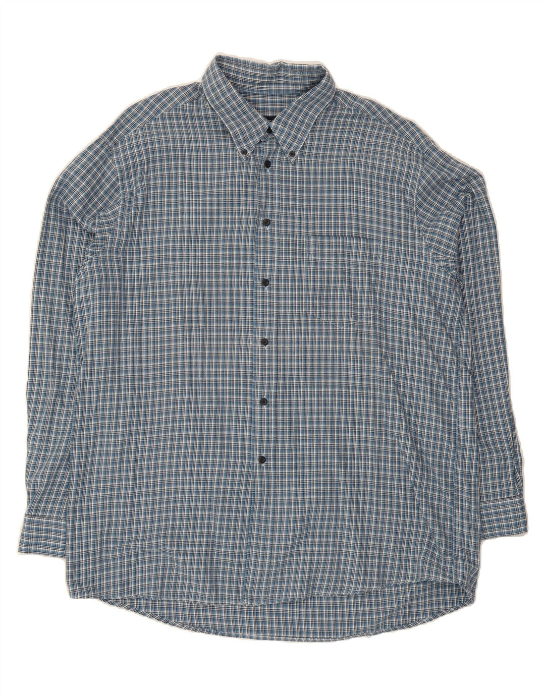 HUGO BOSS Mens Flannel Shirt 2XL Blue Check Cotton Vintage Hugo Boss and Second-Hand Hugo Boss from Messina Hembry 