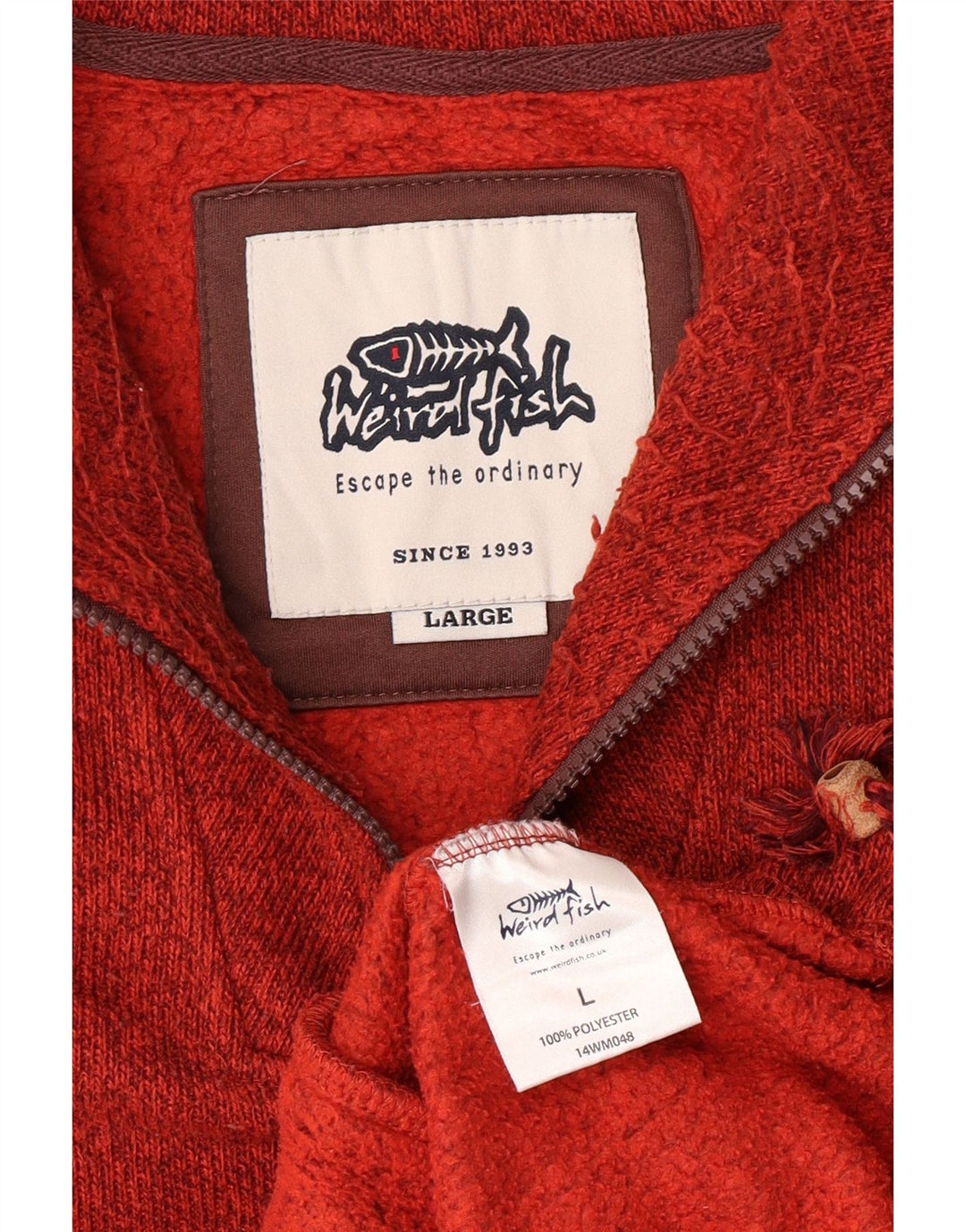 Hanorac pentru bărbați Weird Fish, cu fermoar, cu gât, din poliester mare roșu