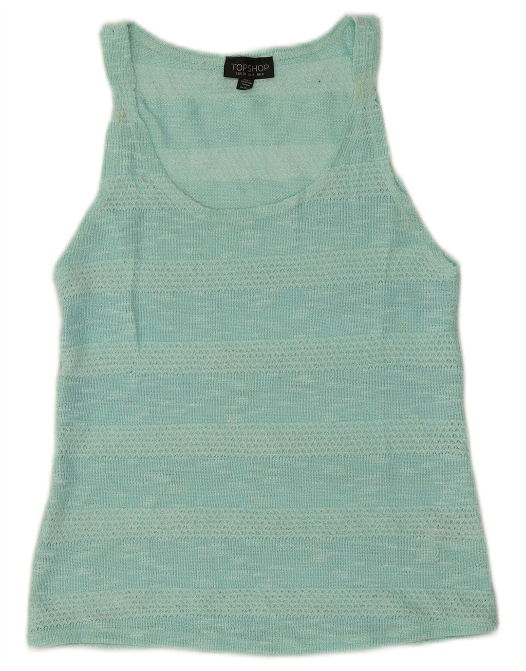 Topshop Vest Top pentru femei UK 8 Small Turcoaz Striped Poliester
