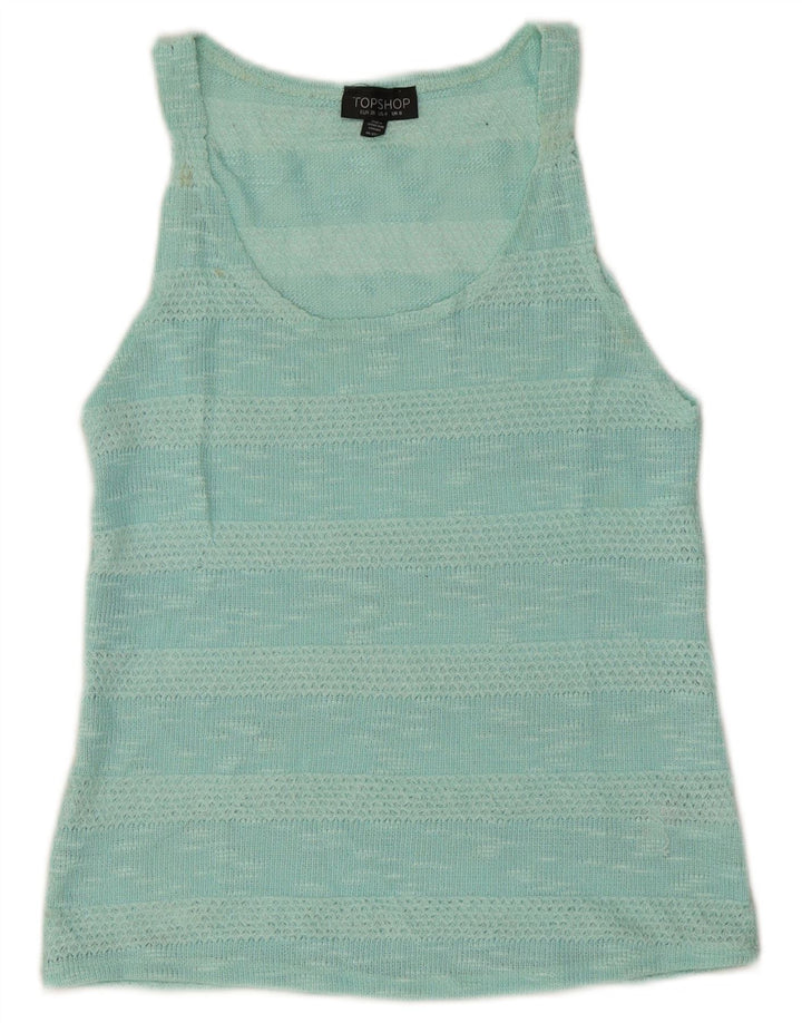 Topshop Vest Top pentru femei UK 8 Small Turcoaz Striped Poliester