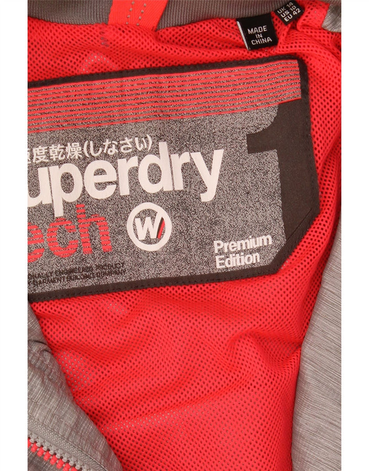 Jachetă de ploaie cu glugă Superdry pentru femei UK 14, mare, gri pete