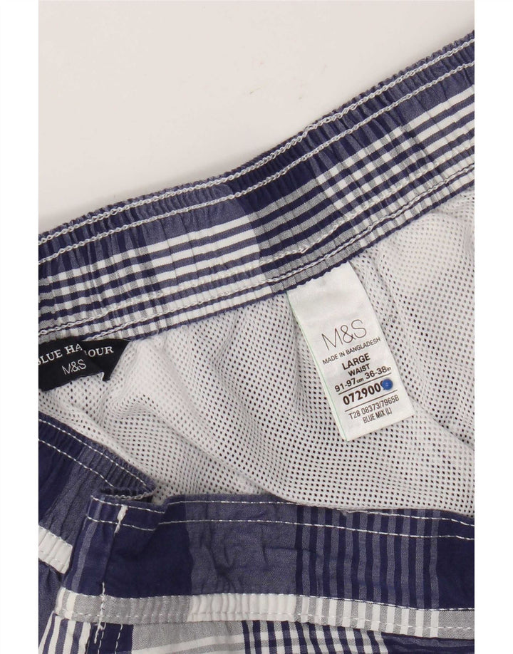 Marks & Spencer Pantaloni scurți de baie pentru bărbați, Blue Harbour, din bumbac cu carouri mari