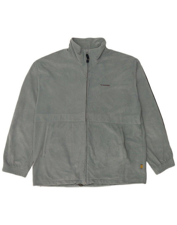 Diadora Mens Velour Trening Top Jacket UK 44 2XL Blue Poliester