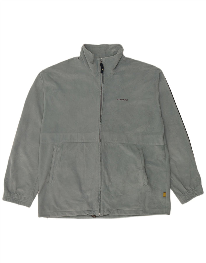 Diadora Mens Velour Trening Top Jacket UK 44 2XL Blue Poliester