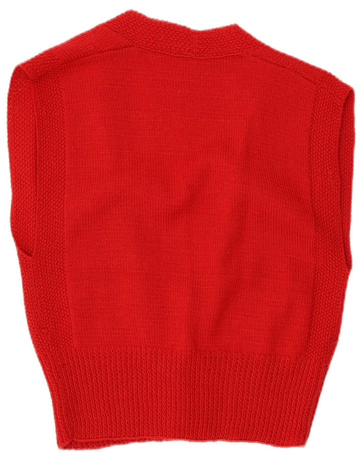 Pulover Cardigan fără mâneci Vintage pentru femei UK 8 Small Red