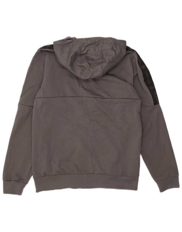 Pulover Adidas pentru bărbați, cu fermoar, gri mediu, poliester color bloc