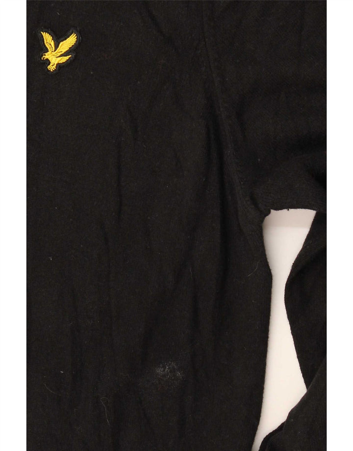 Pulover Lyle & Scott pentru bărbați, cu gât crew, bumbac mediu negru