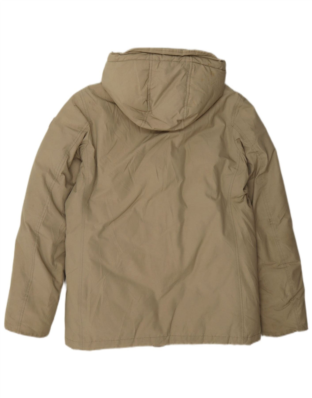 Jachetă căptușită cu glugă Woolrich pentru băieți 11-12 ani, bumbac bej