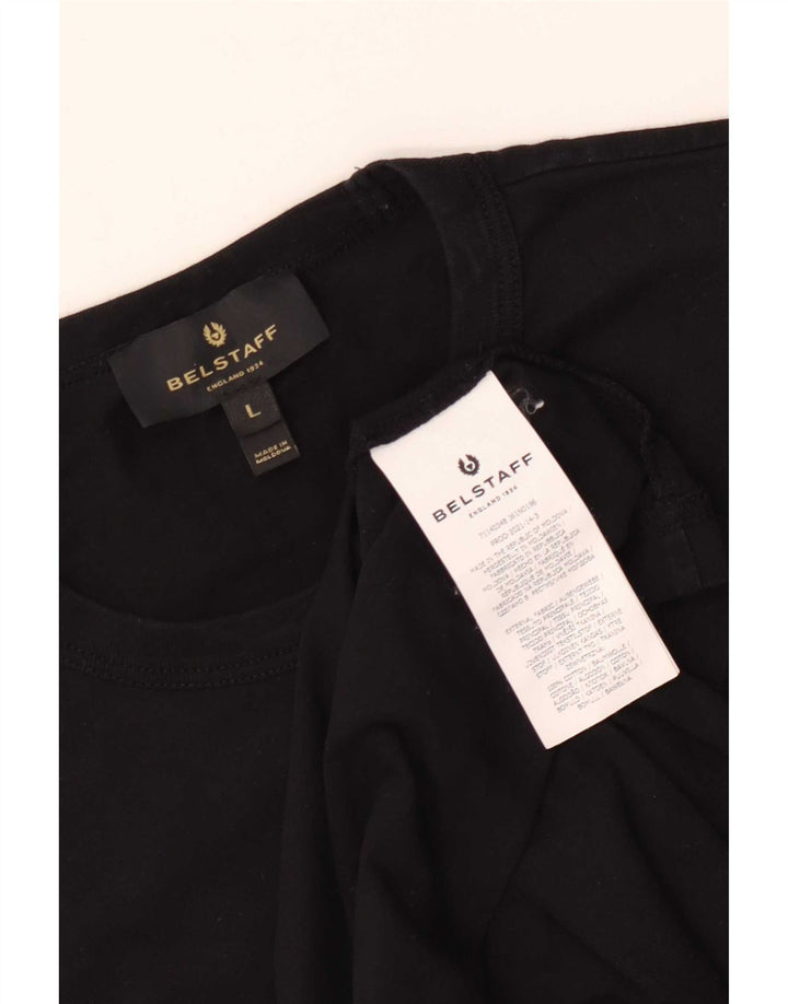 Tricou grafic Belstaff pentru bărbați Top mare din bumbac negru