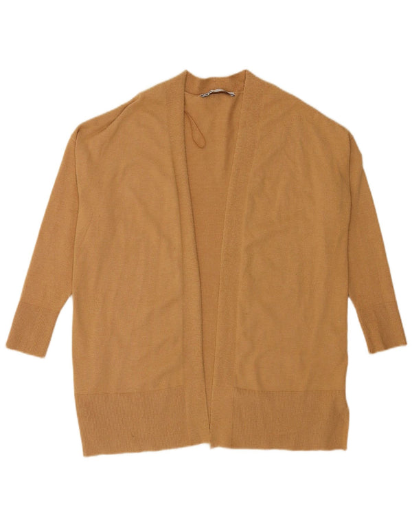 Pulover cardigan deschis pentru femei cu mâneci 3/4 Zara UK 10 mic bej viscoză