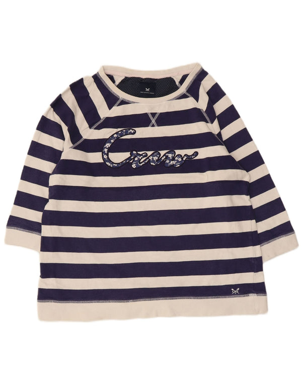 Crew Clothing Femei Top grafic mânecă 3/4 UK 16 mare bleumarin cu dungi