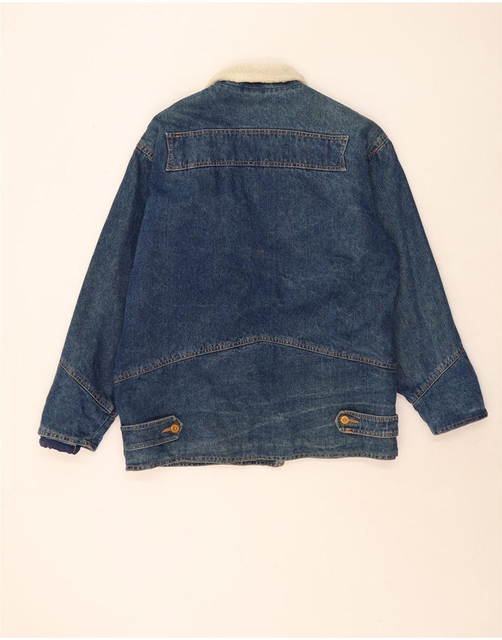 Jachetă de blugi Sherpa oversized vintage pentru femei UK 10 Small Blue
