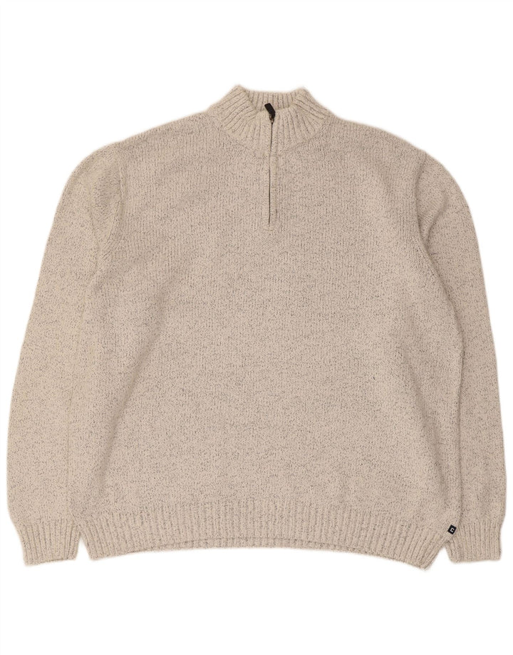 Pulover pentru bărbați Chaps, cu fermoar, cu gât, 2XL, bumbac cu pete gri