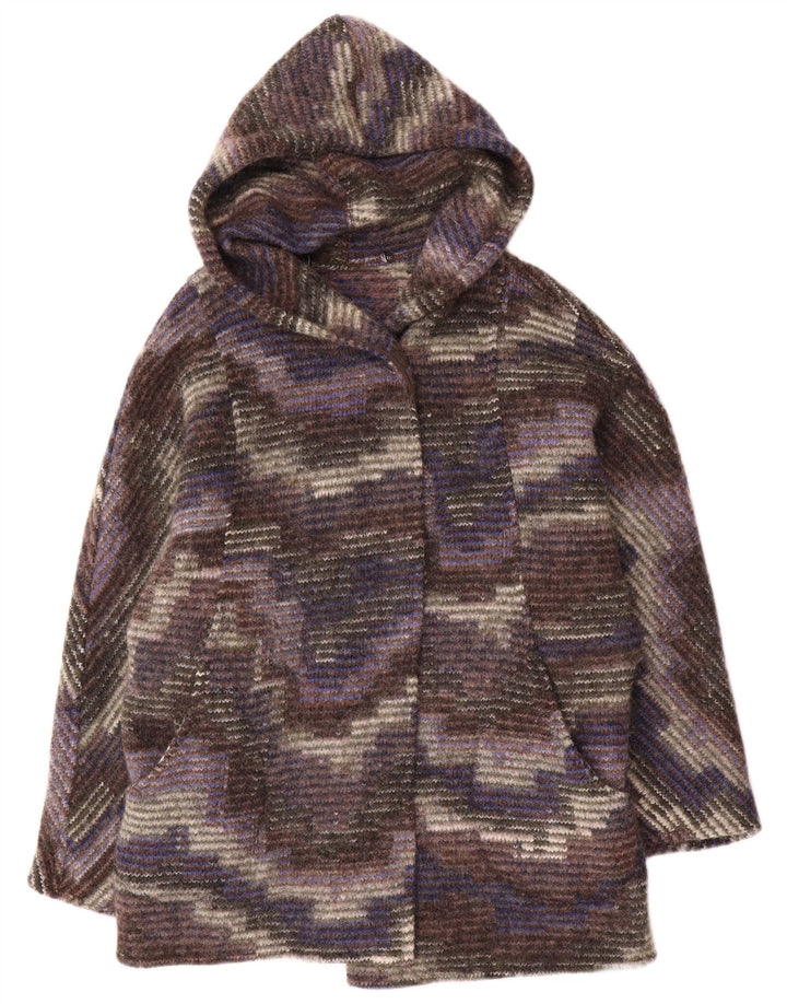 Pardesiu deschis pentru femei vintage cu glugă UK 12, camuflaj mediu multicolor