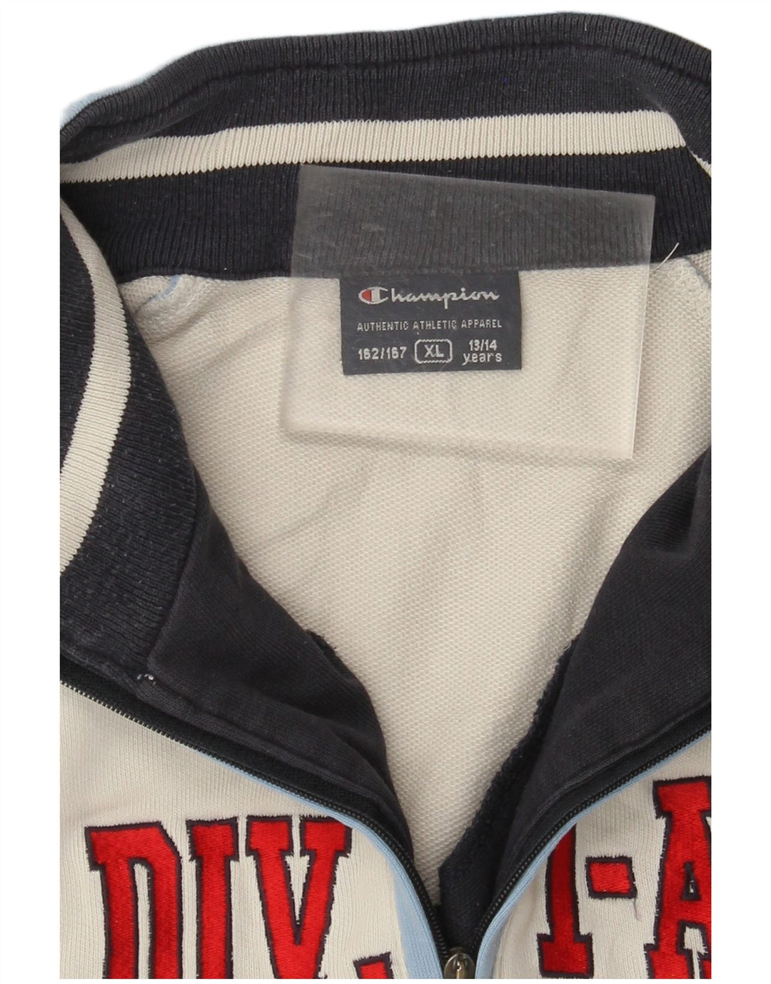 Pulover cu grafic pentru băieți CHAMPION 13-14 ani XL, alb, bloc de culoare