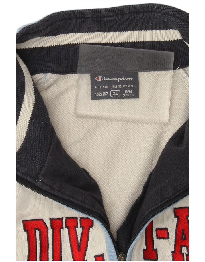 Pulover cu grafic pentru băieți CHAMPION 13-14 ani XL, alb, bloc de culoare