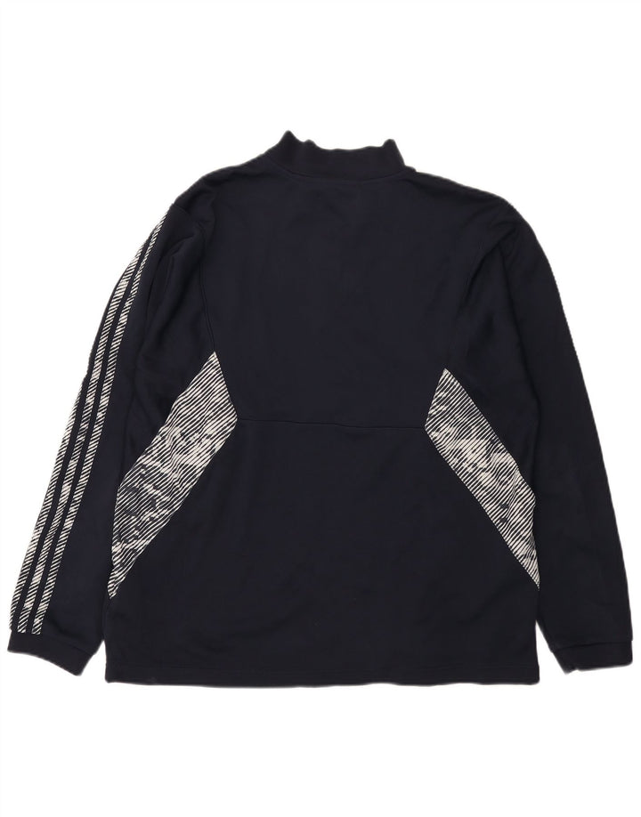 Hanorac pentru bărbați Adidas, cu fermoar, cu gât, Jumper mare, albastru bleumarin, color block