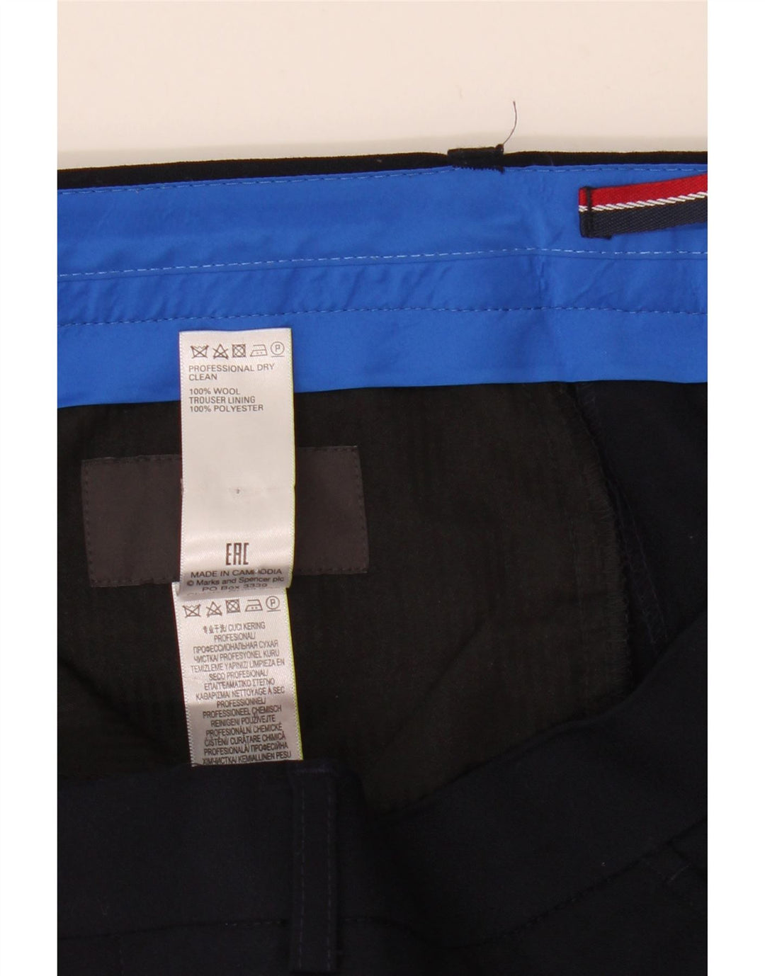Marks & Spencer Pantaloni de costum drepți croiți pentru bărbați L34 L33 Lână bleumarin
