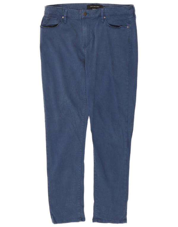 CALVIN KLEIN Pantaloni slim casual pentru femei US 14 XL W36 L30 bleumarin bumbac
