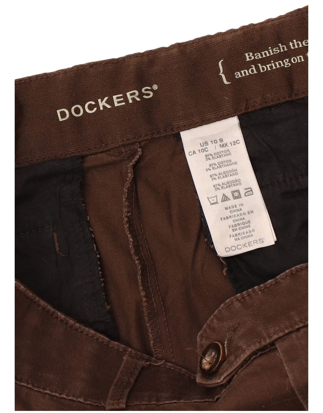 DOCKERS Pantaloni casual drepti pentru femei US 10 Large W34 L29 Maro Bumbac