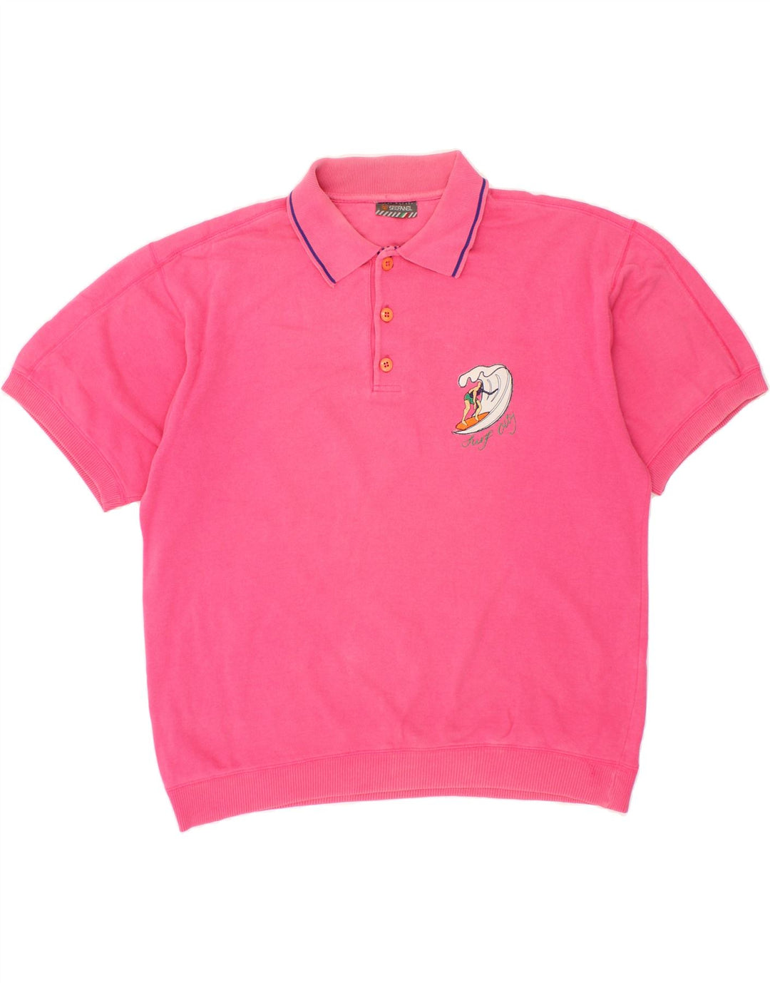 STEFANEL Mens Polo Shirt Large Pink Cotton Vintage Stefanel and Second-Hand Stefanel from Messina Hembry 