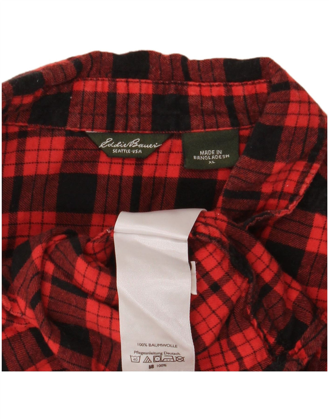 Cămașă de flanel pentru femei Eddie Bauer UK 18 XL, bumbac roșu cu carouri