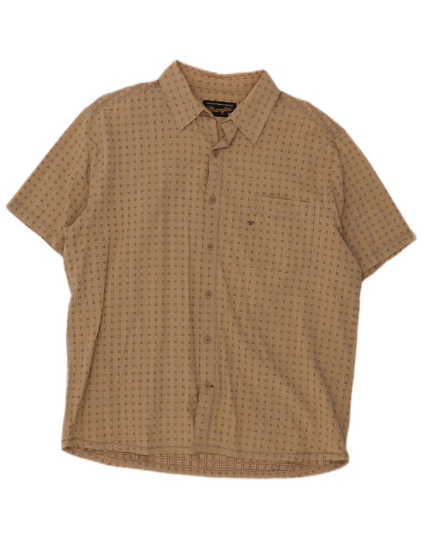 Cămașă cu mânecă scurtă pentru bărbați Wrangler XL, bumbac geometric, bej