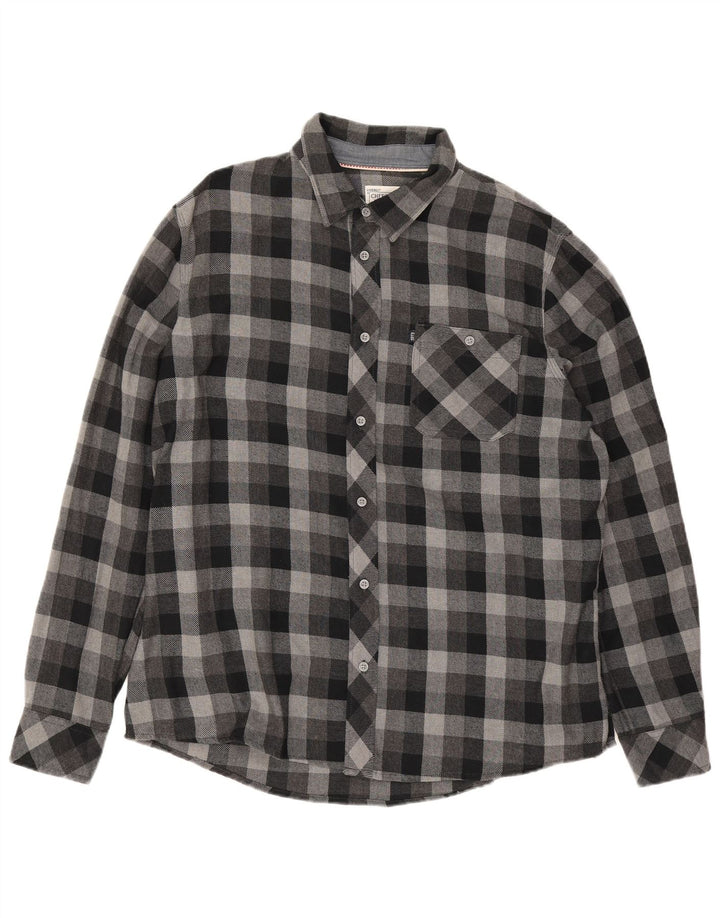 Cămașă de flanel pentru bărbați Cherokee 2XL, bumbac cu carouri gri