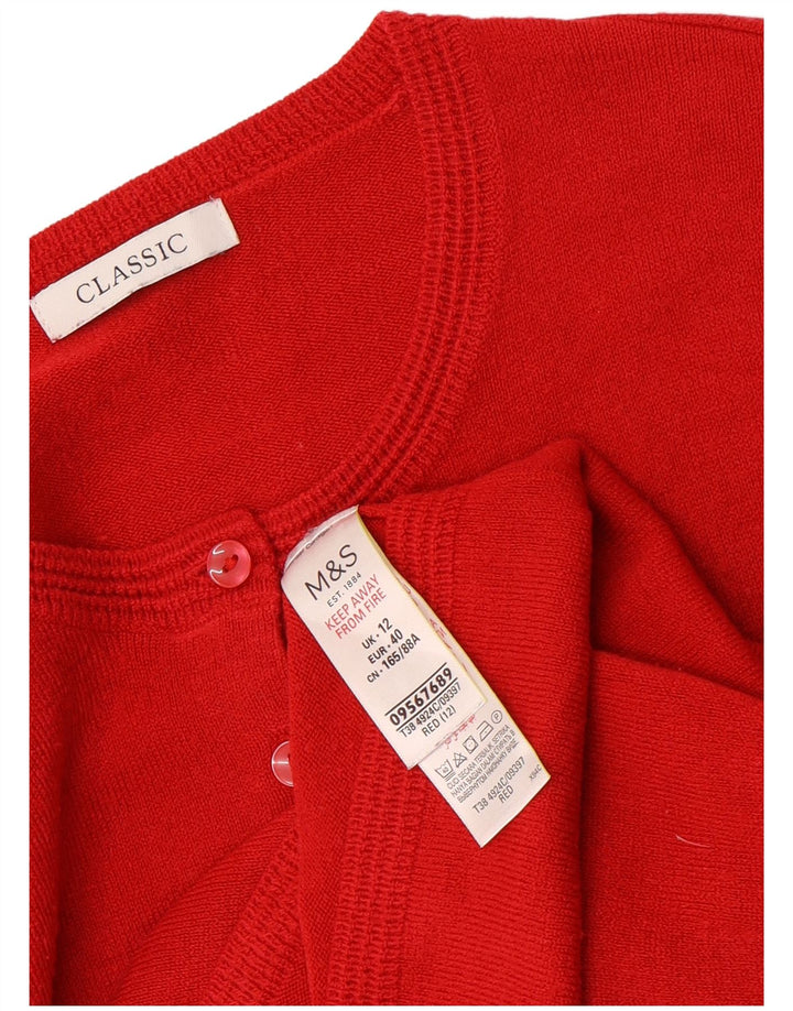 Pulover cardigan pentru femei Marks & Spencer, cu ajustare clasică, UK 12, roșu mediu